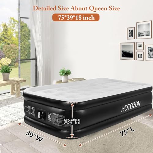 Twin Air Mattress with Built-in Pump, 18" Foldable Blue Air Bed L800