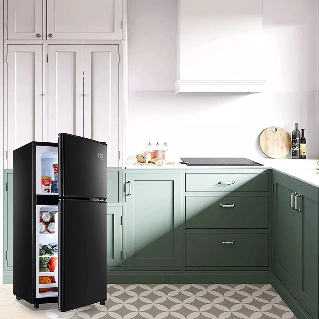 Black 3.2 Cu ft Two Door Mini Fridge with Freezer E39703