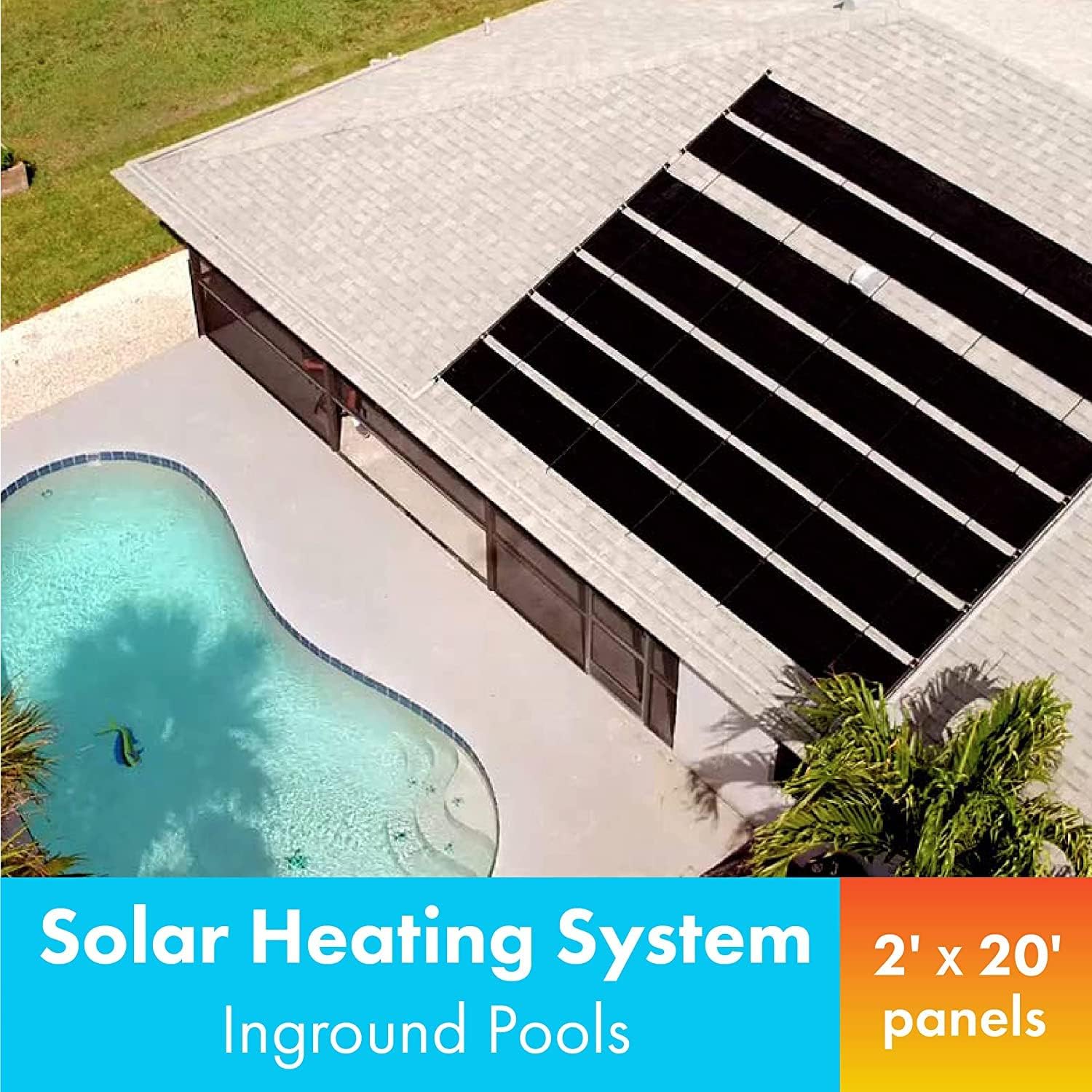 Solar Heater, Two 2’ x 20’ Panels (80 sq. ft.), for Inground Swimming Pools Z54741