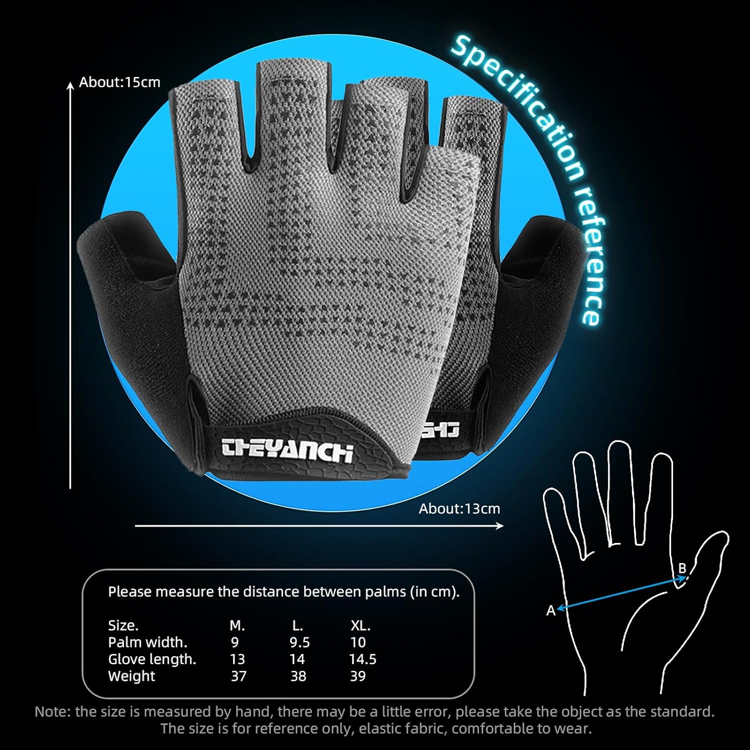 Gray Half Finger Workout Gloves (XL) U30361