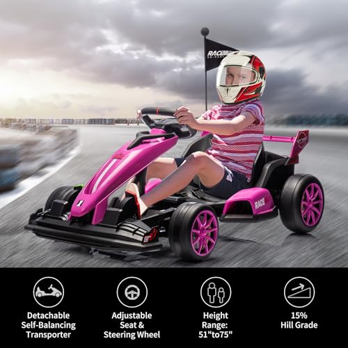 24V Electric Drift Kart with Adjustable Seat & EVA Silent Wheels N7240