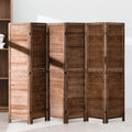 6 Panels 5.75 Ft Tall Wood Louvered Folding Privacy Room Divider R548982