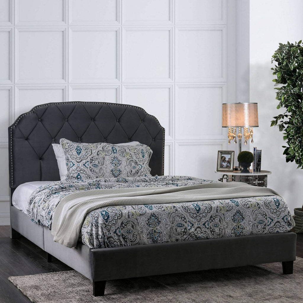 Queen Serena Tufted Upholstered Bed Gray L44938