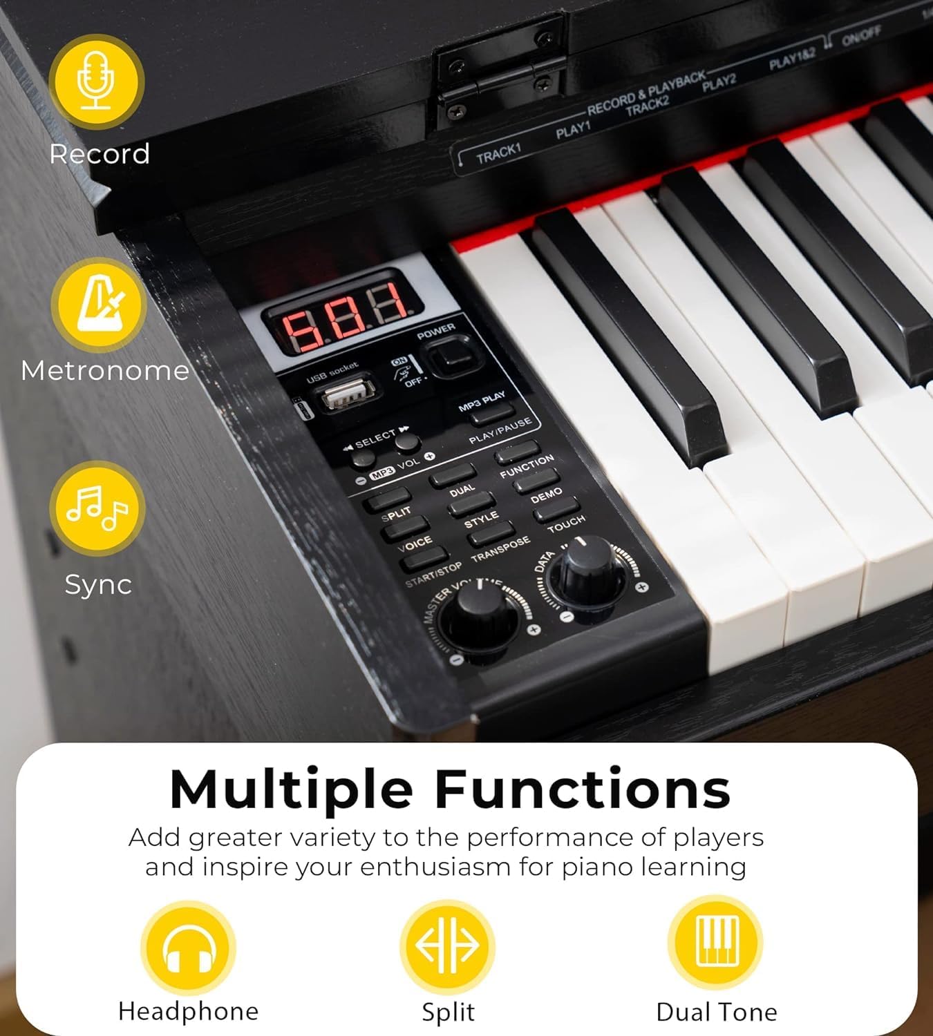 88 Keys Weighted Hammer Action Digital Piano with Furniture Stand F6717