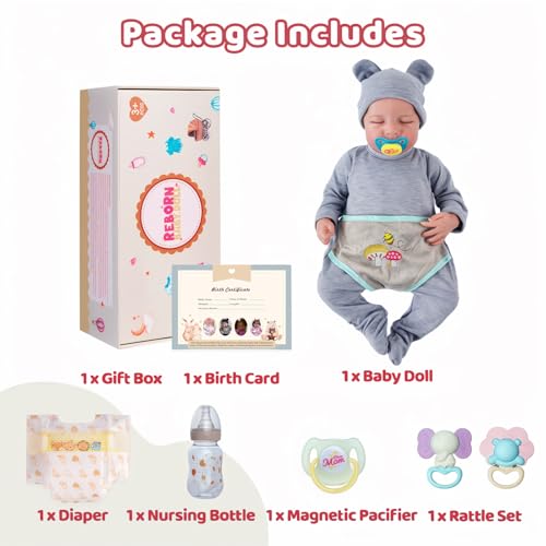17 Inch Silicone Realistic Reborn Baby Doll with Feeding Kit K49223
