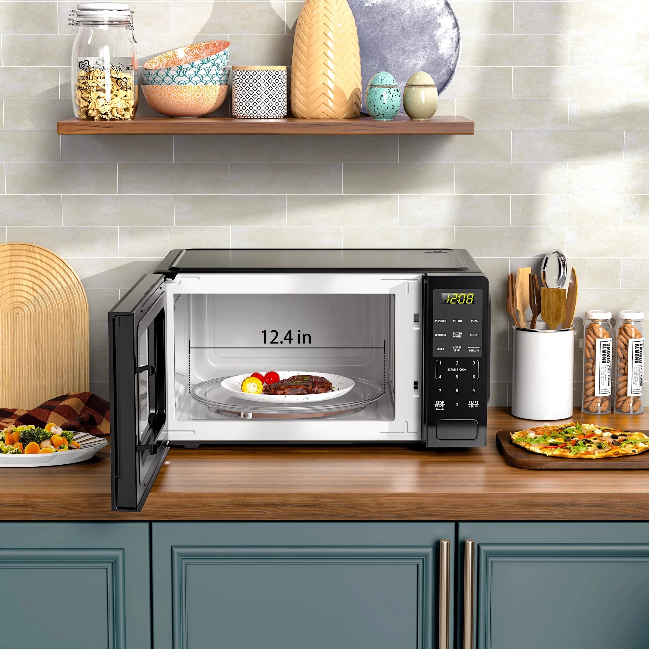 1.1 Cu ft Countertop Microwave Oven, 1000 Watts, Black P4578