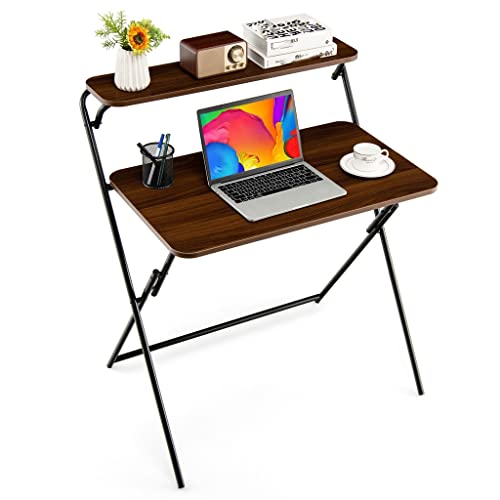 2 Tier Folding Brown Desk P594