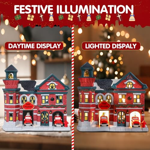 Christmas Ceramic Post Office Decoration with Lights G1105