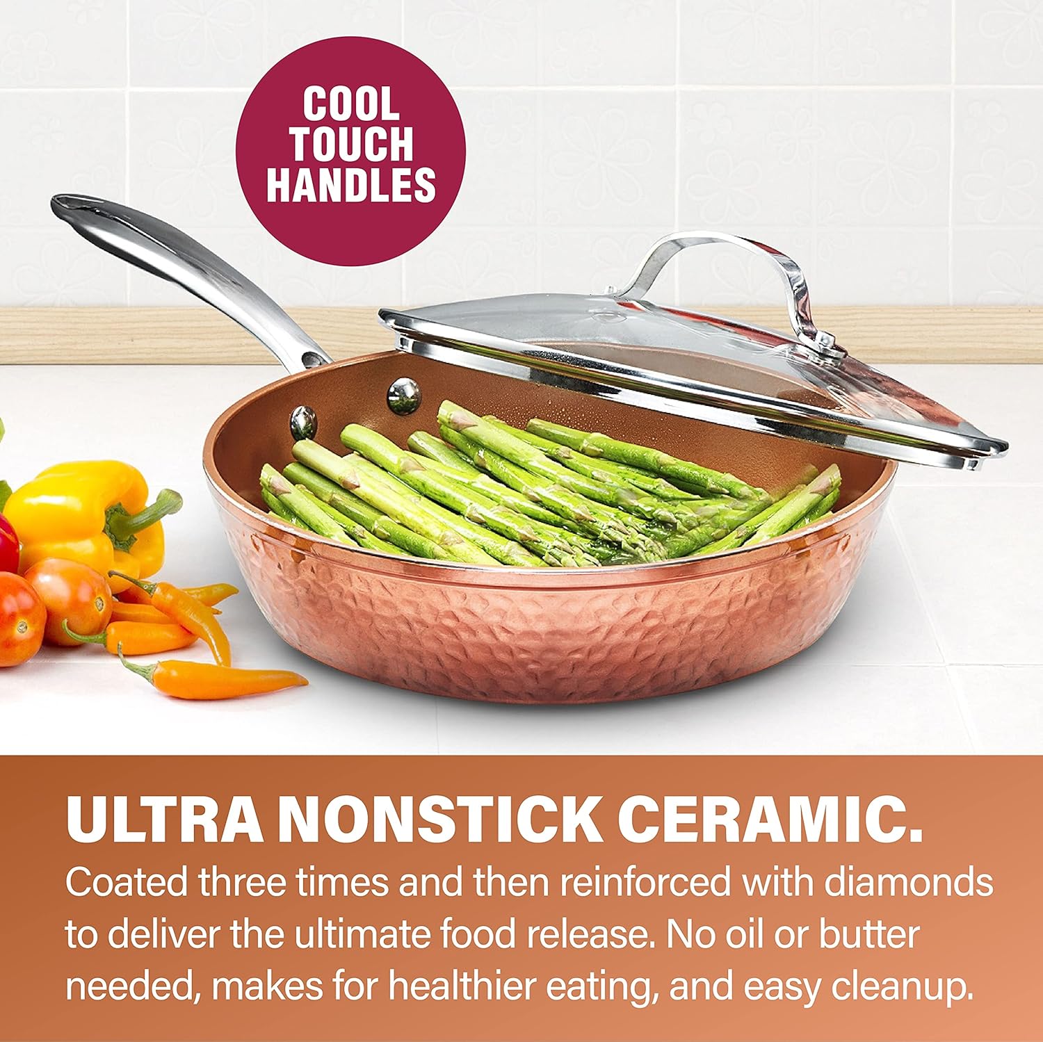 12" Nonstick Fry Pan with Rubber Grip Handle Z5596
