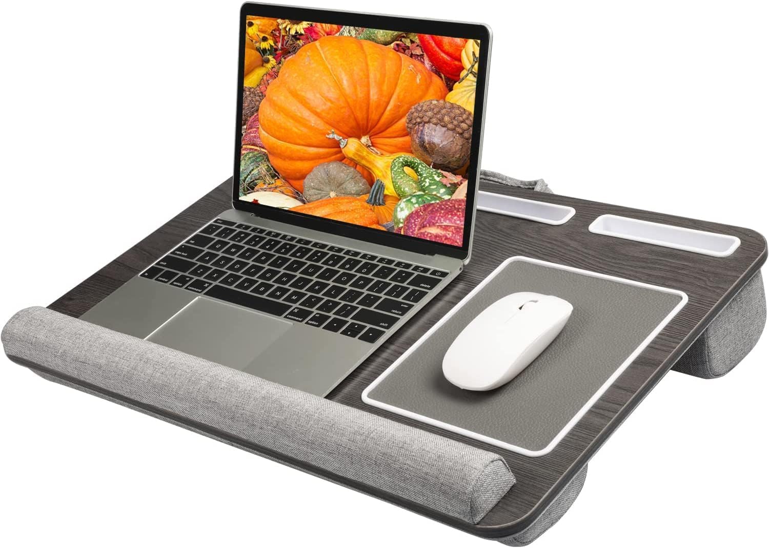 Black Woodgrain Lap Desk with Wrist Pad and Holder R27195