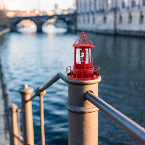 Red Solar Powered Rotating Lighthouse Lamp B9508