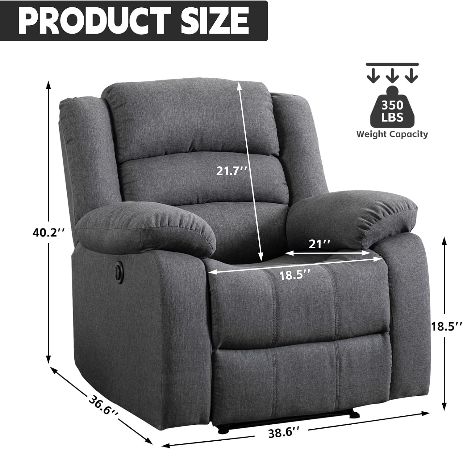 Grey Fabric Power Recliner Chair H73460