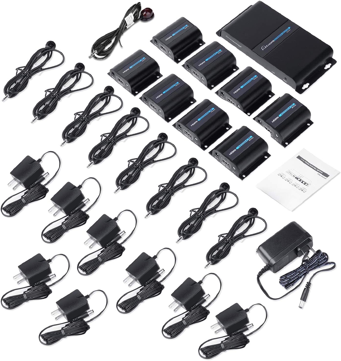 8 Port HDMI Extender Splitter over Cat6/Cat7 Cable with IR Remote Control Y168652