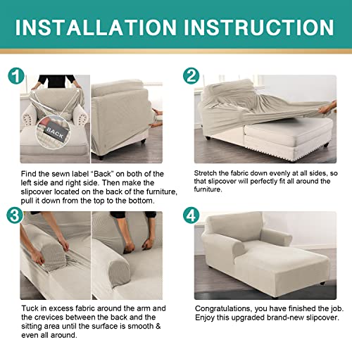 Chaise Lounge Slipcover, Jacquard Stretch, Double Arm, Machine Washable K5054