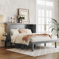 White Queen Size Wooden Murphy Bed with USB Port and 2 Removable Desk E9323