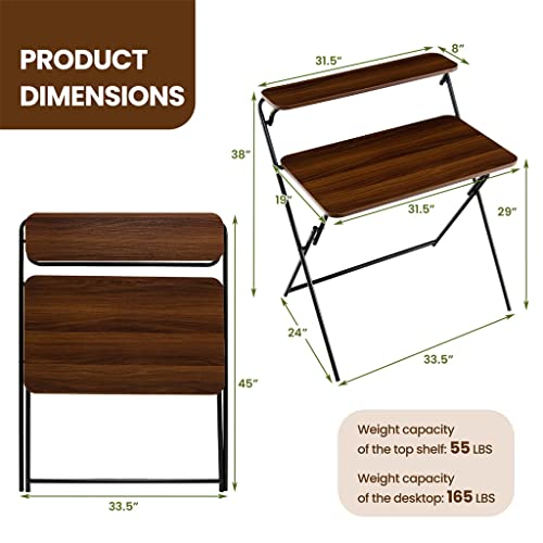 2 Tier Folding Brown Desk P594