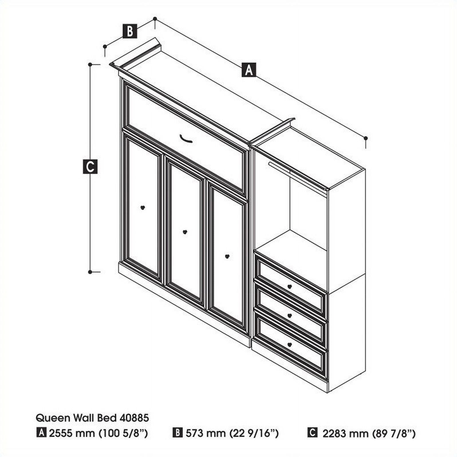 White Wood Queen Murphy Bed with Drawers A632006
