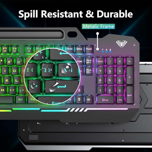 Gaming Keyboard and Mouse Combo with RGB Backlit, All-Metal Panel, Anti-Ghosting, USB Wired E96833