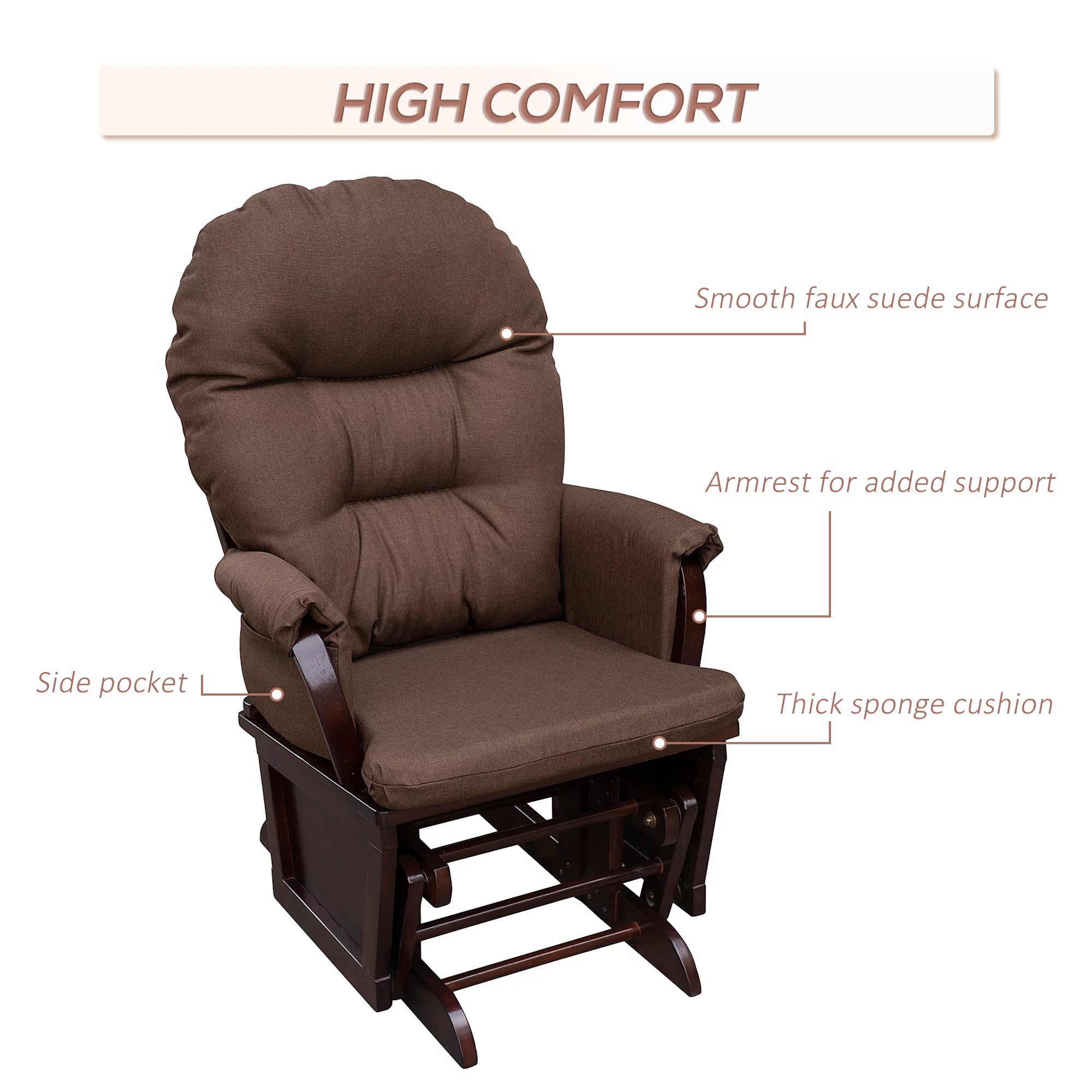 Brown Nursery Glider Rocking Chair with Ottoman S755