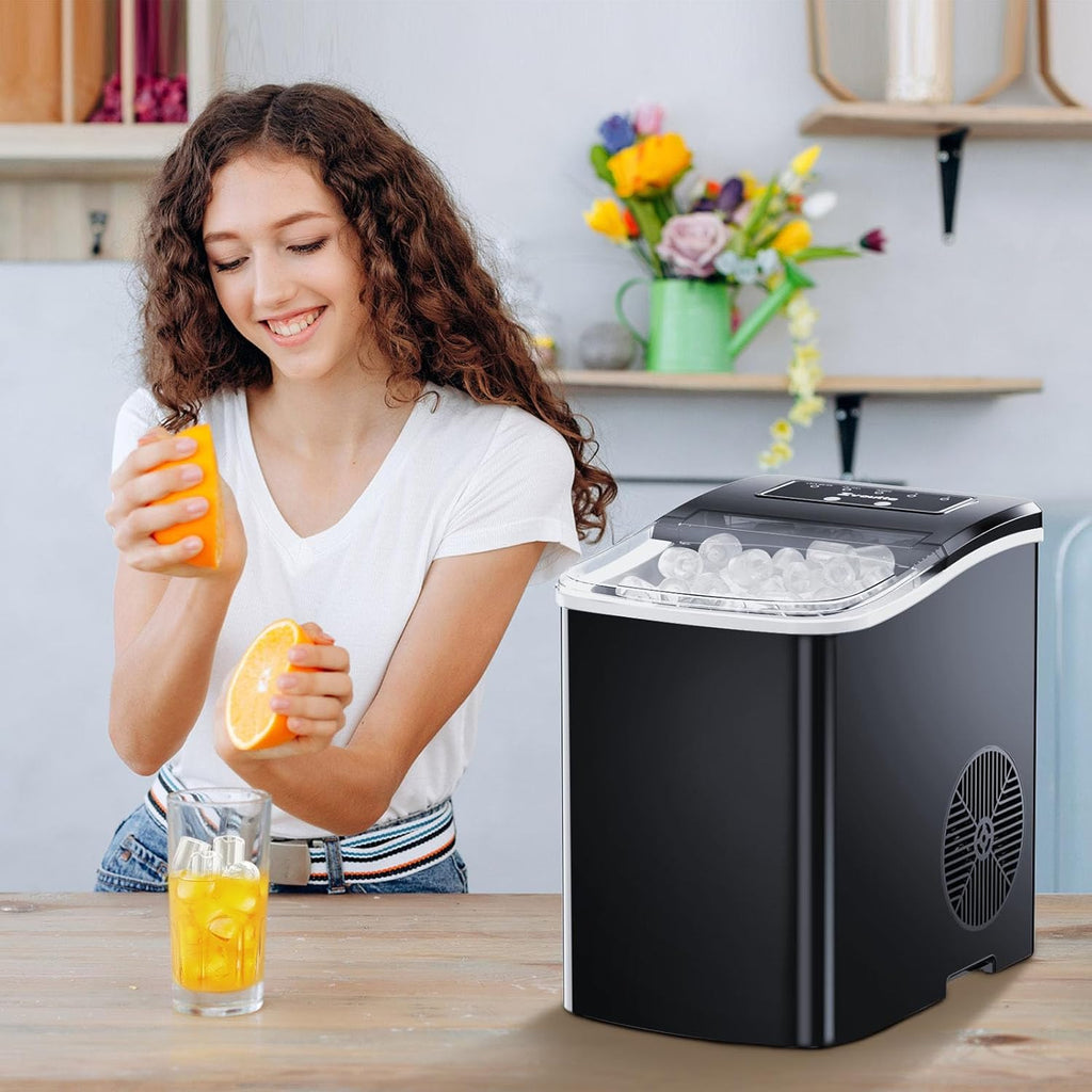 Black Portable Countertop Ice Maker Machine with Ice Scoop and Basket N839867