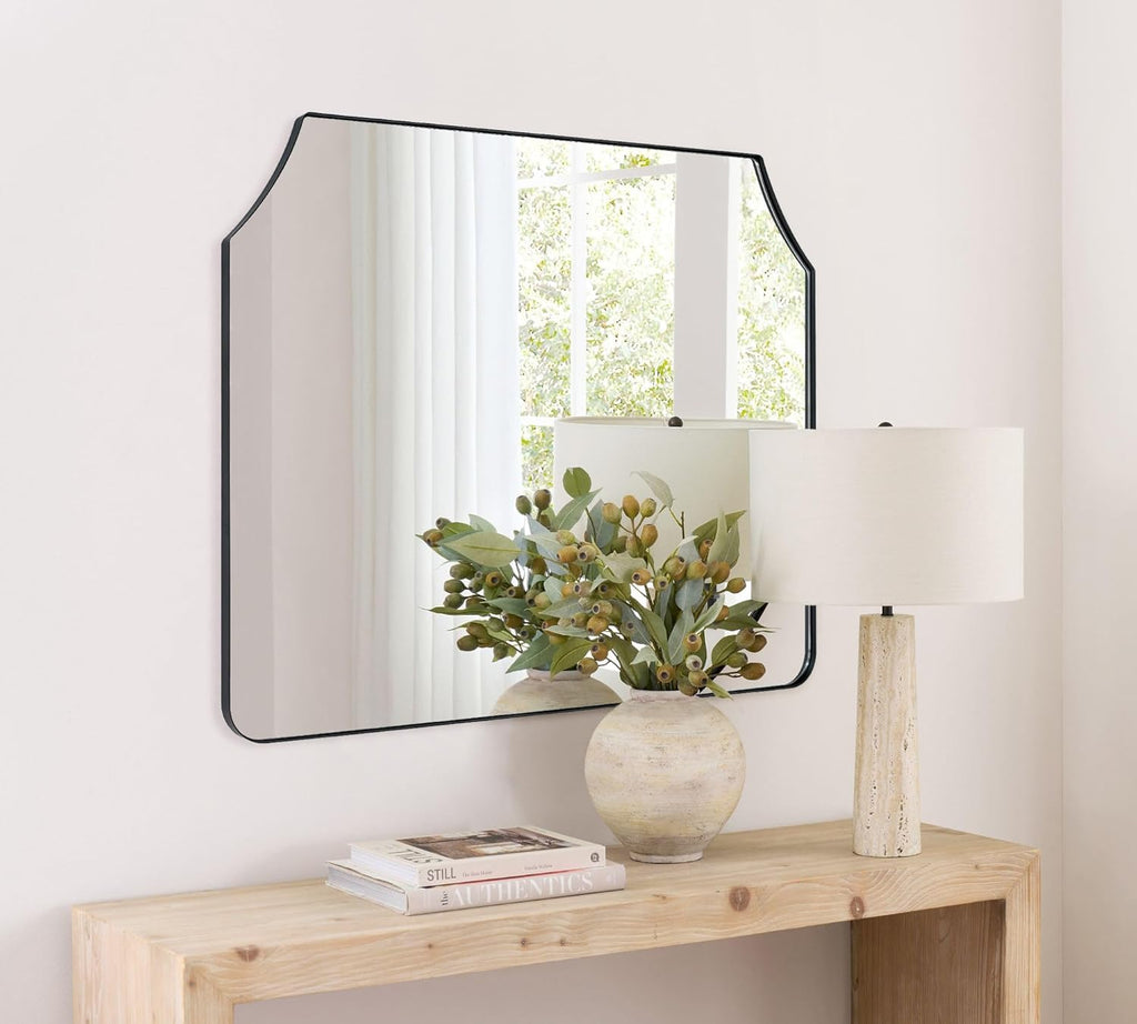Large Black Arched Mantel Mirror 32x40'' Y304086