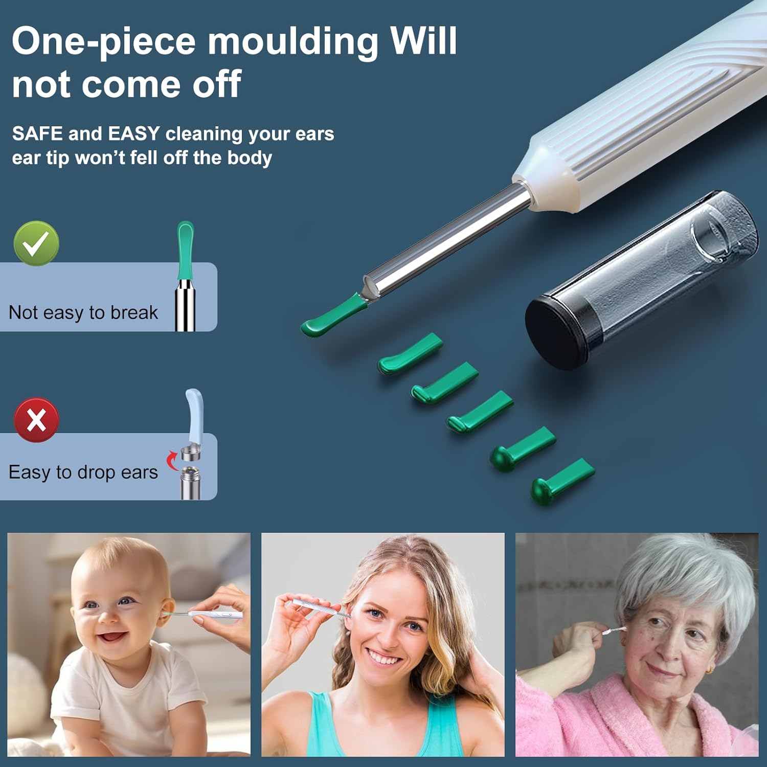 Ear Wax Removal Tool Camera with 8 Pcs Ear Set, 1080P HD Otoscope Camera and 6 LED Lights R866