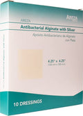 Silver Alginate 4.25"x4.25" Sterile Wound Dressings, 5 Per Box I9293