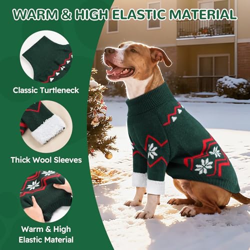 XXL Dog Knit Turtleneck Pullover with Leash Hole H7289