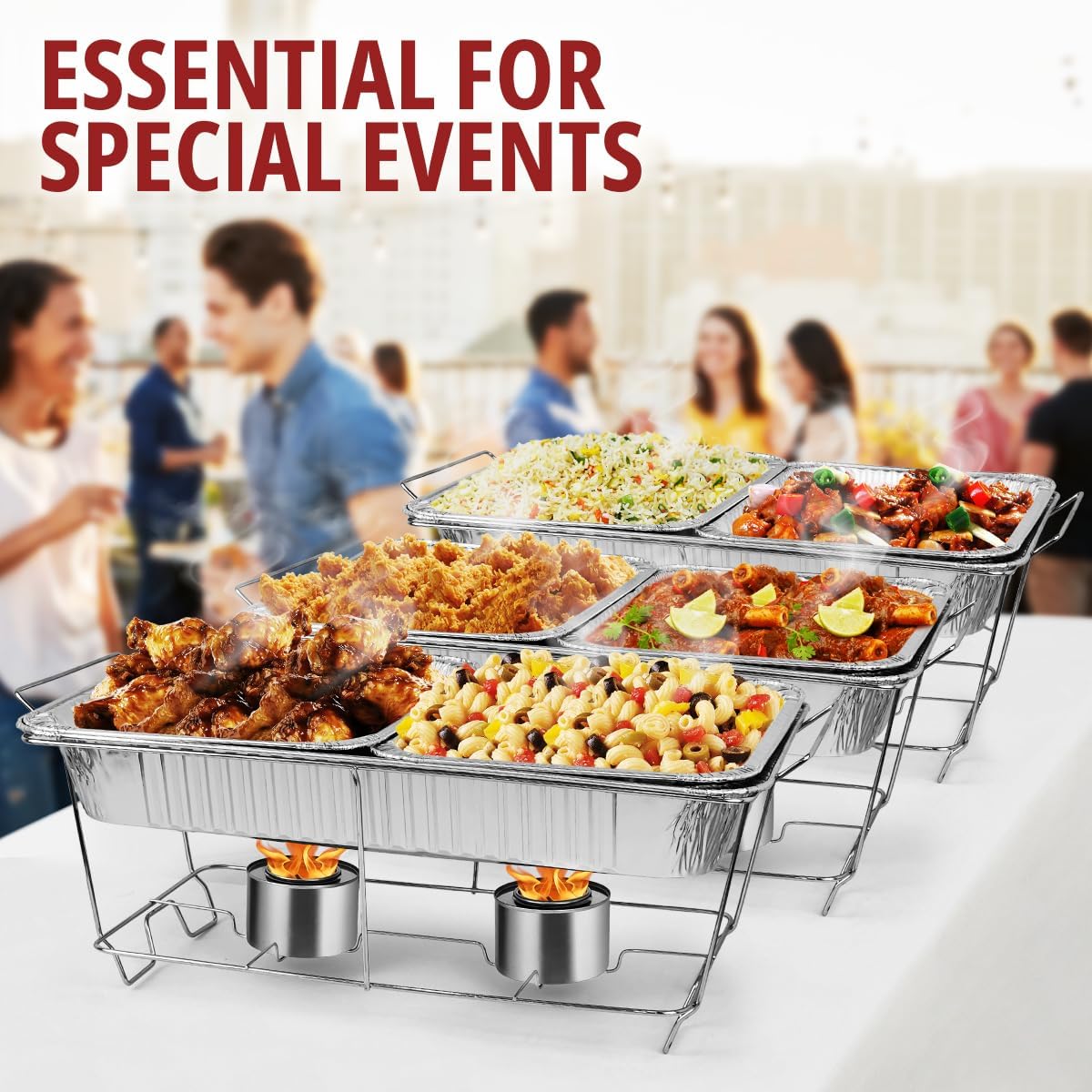 33 Piece Disposable Chafing Dish Buffet Set with 2.5 oz Fuel Cans C5244