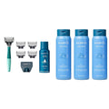 Men's Razor Set with 5 Razor Blade Refills, Travel Blade Cover, 2 oz Shave Gel (Sage) & Body Wash Shower Gel - Stone, 16 Fl Oz (Pack of 3) Z419