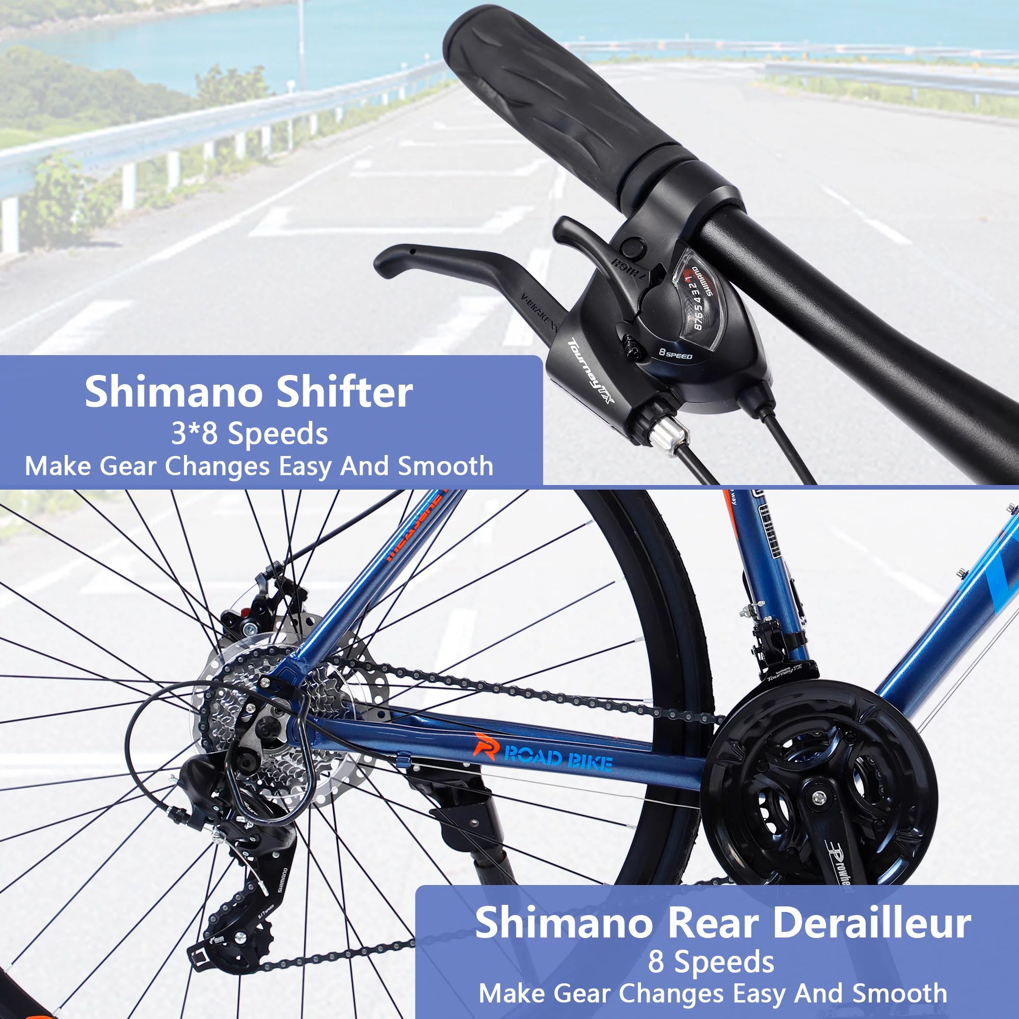 24 Speed Disc Brakes Hybrid Road Bike X496729