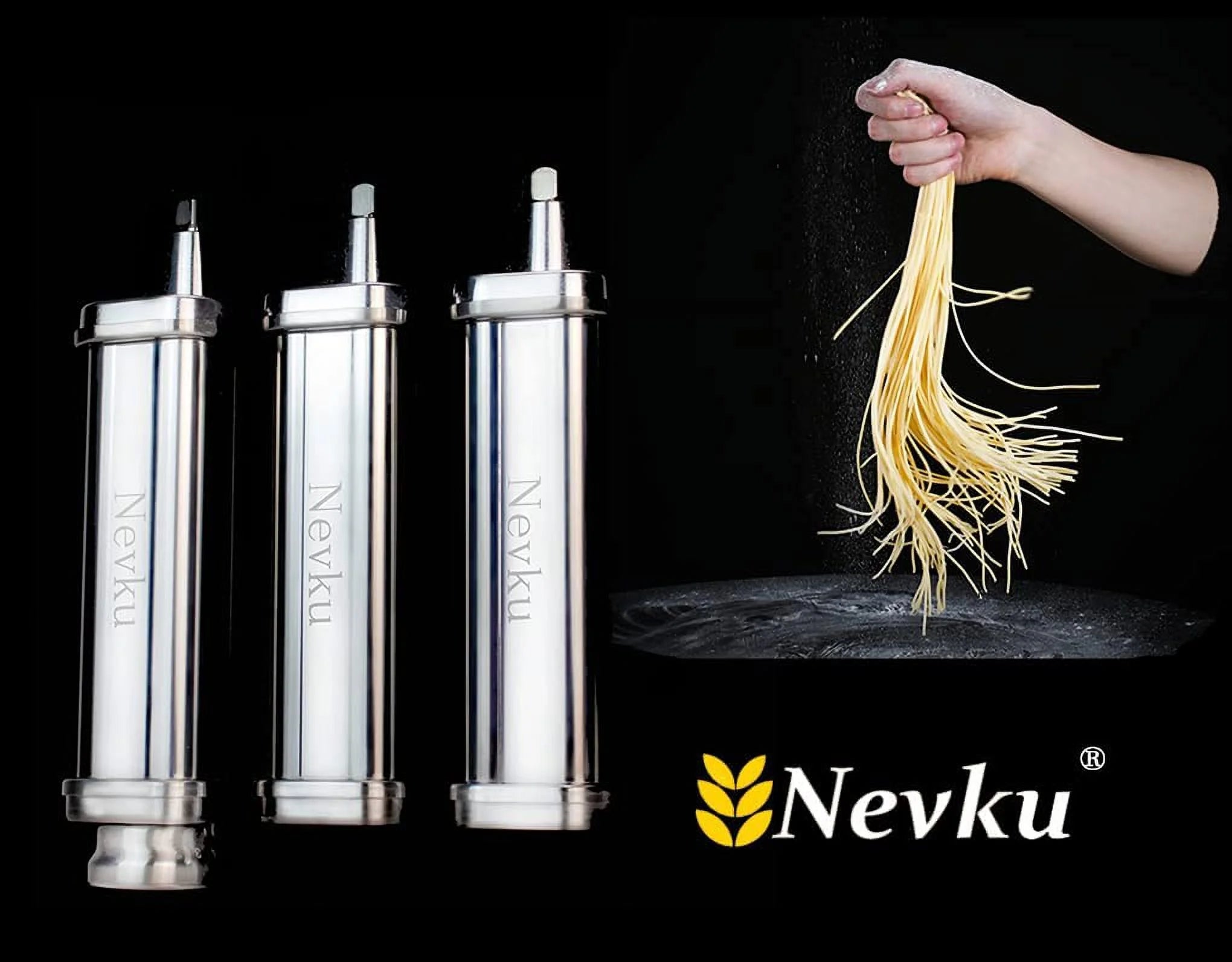 Pasta Maker Attachments Set including Pasta Sheet Roller Spaghetti Cutter Fettuccine Cutter B60117
