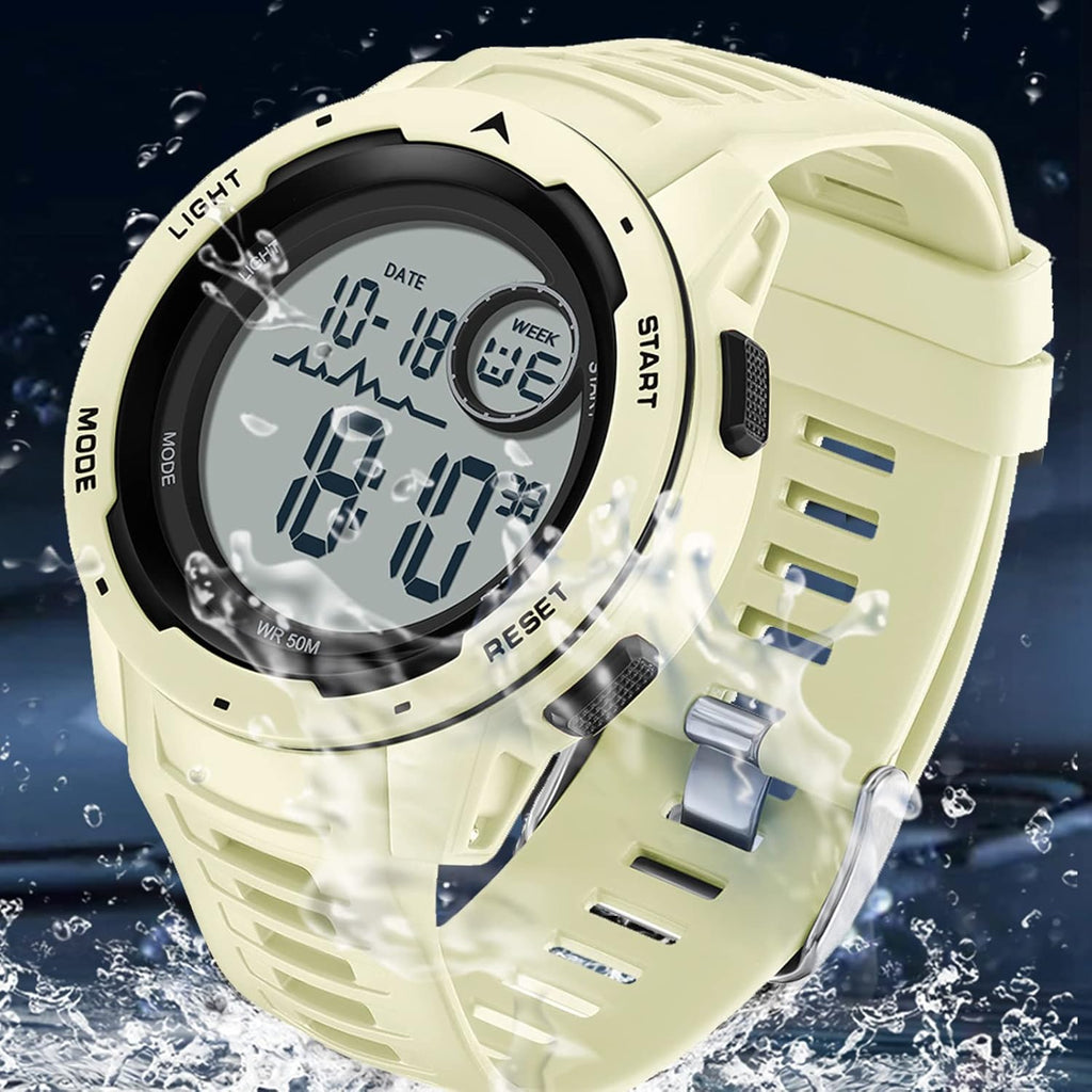 Mens Digital Sports Watch Solar Powered Waterproof Stopwatch M79074