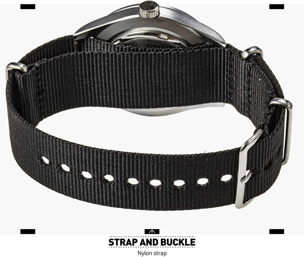 Black Analog Nylon Band Military Watch O671