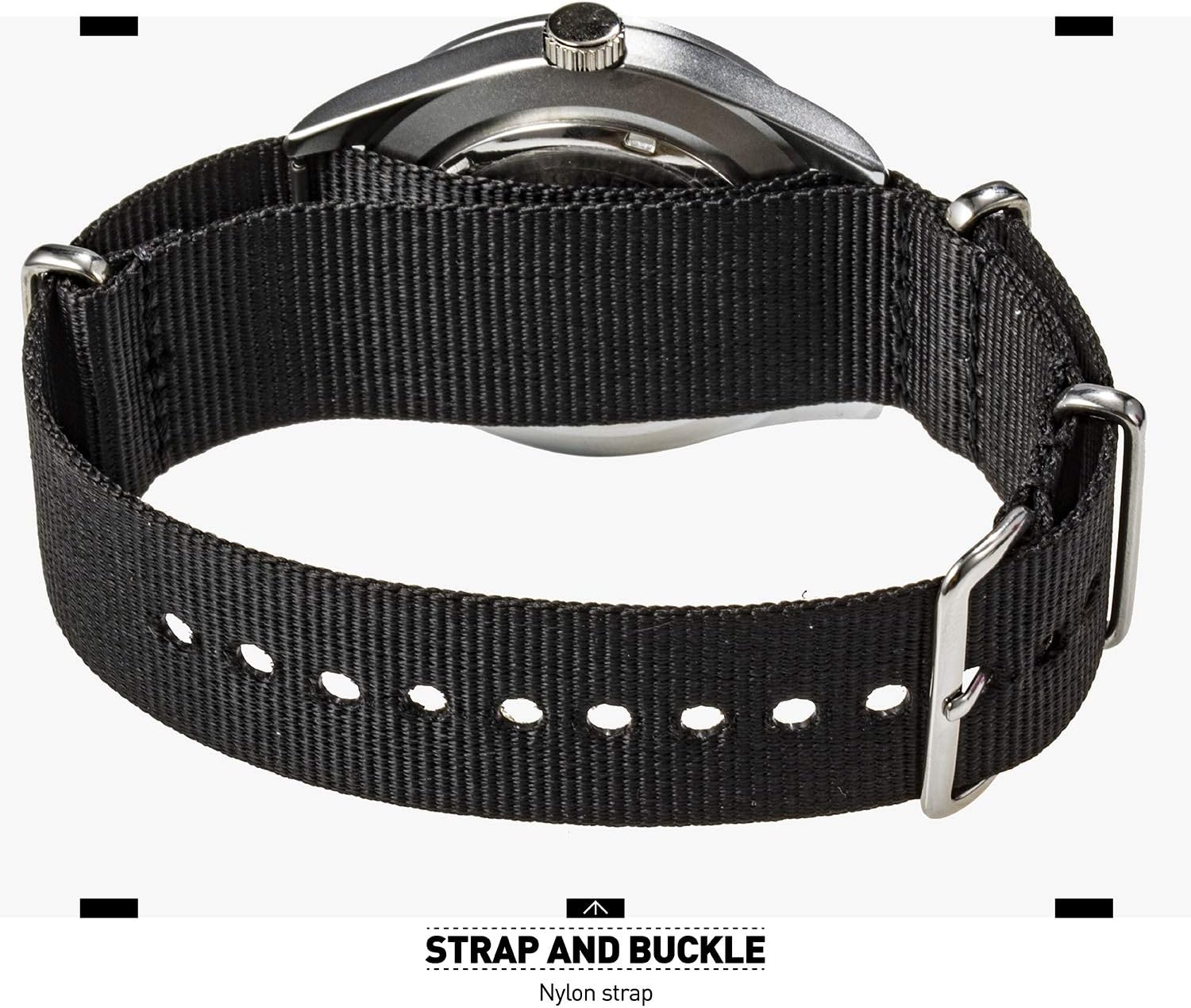 Black Analog Nylon Band Military Watch O671