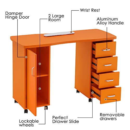 White Nail Table with 4 Drawers A17025