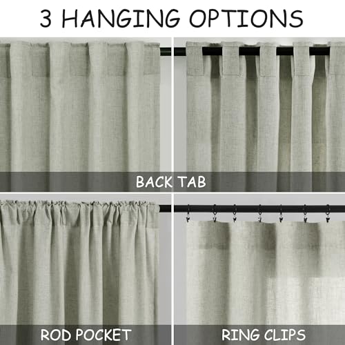 Beige Semi Sheer Linen Textured Tier Curtains 36 Inch Length 2 Panels T483301