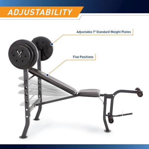 80lbs to 100 lbs Vinyl-Coated Weight Set with Weight Bench U607