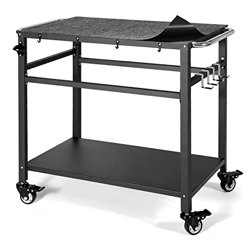 Outdoor Grill Table with Storage on Wheels Y141