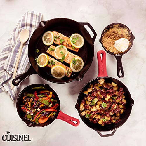 Cast Iron Grill Pan Square 10.5-Inch Pre-Seasoned Skillet with Glass Lid D378
