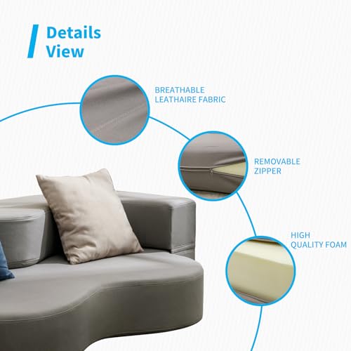 Queen Size Floor Sofa Bed with Memory Foam, Light Gray X93069