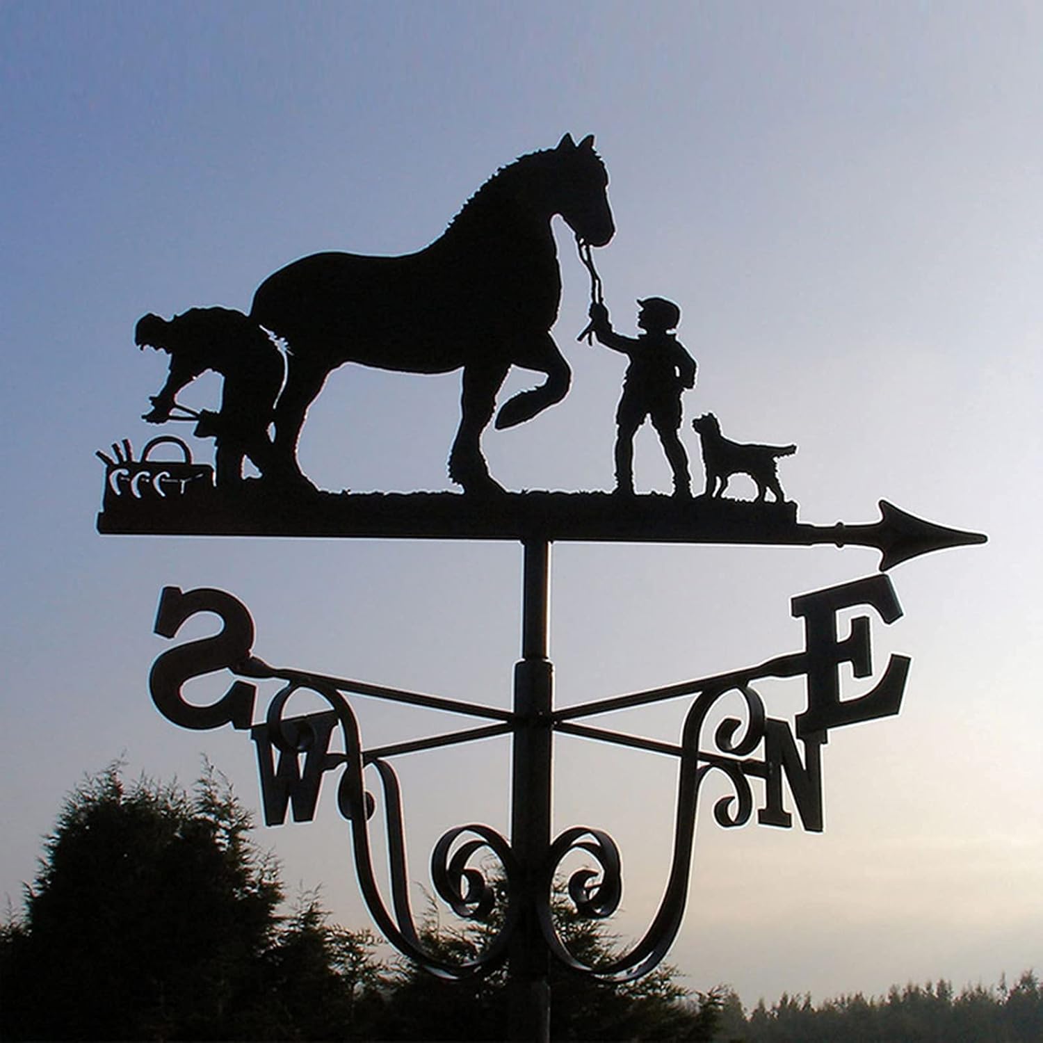Retro Farmer and Horse Metal Weathervane J49609