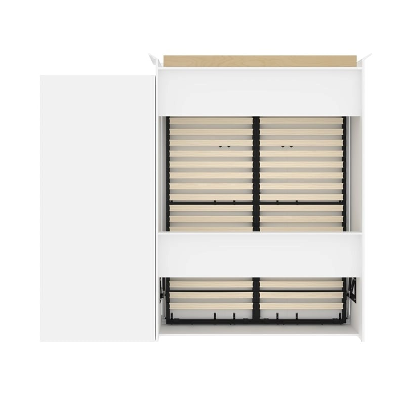 White Wood Queen Murphy Bed with Drawers A632006