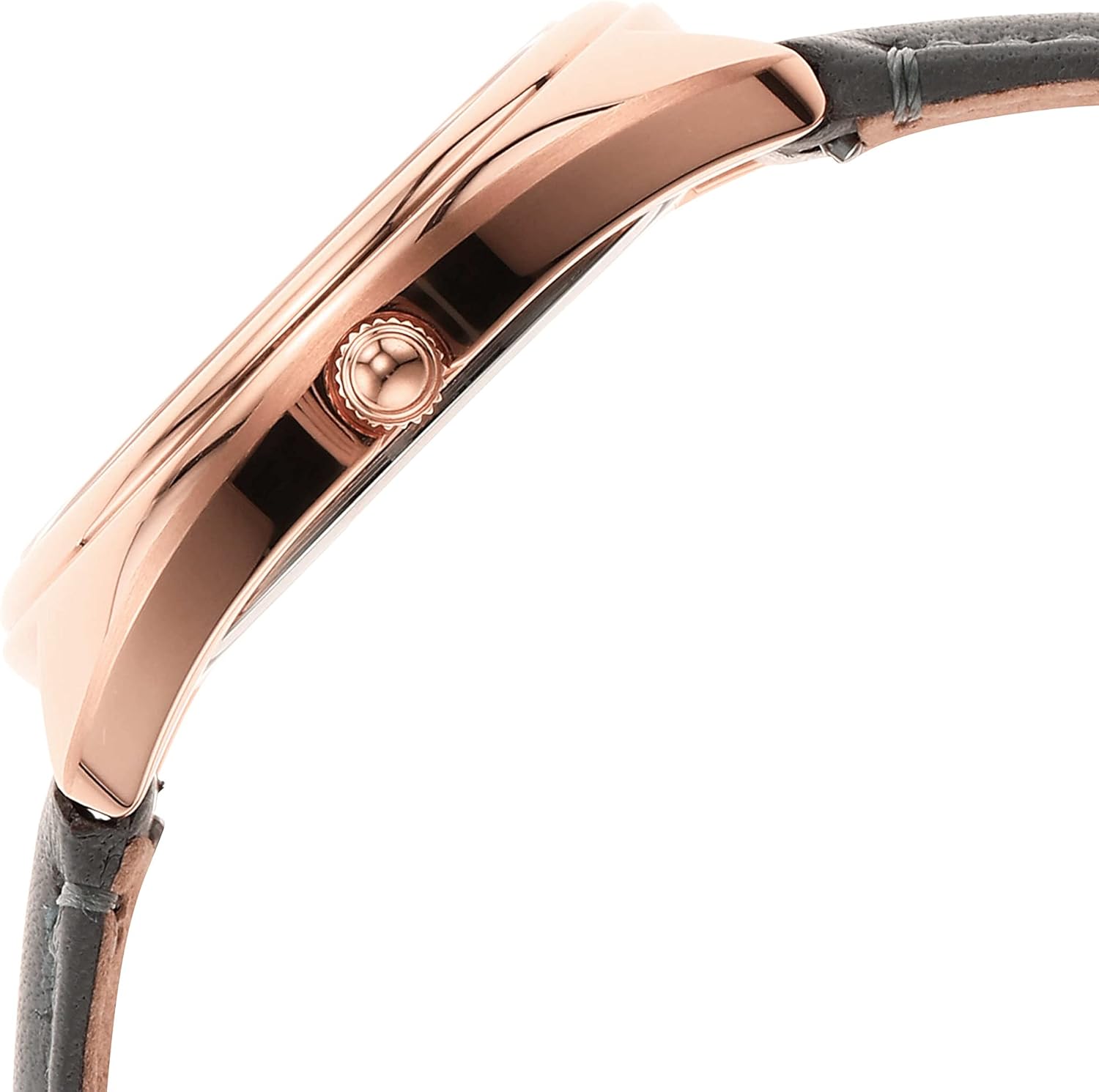 Rose Gold Grey Quartz Stainless Steel and Eco-Leather Three-Hand Watch L4093