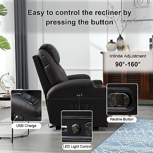 Brown PU Leather Power Recliner Chair with Heat and Massage J683