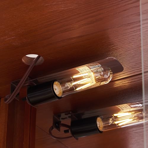 Oak Lighted Wooden Corner Display Curio Cabinet with Tempered Glass Doors L2649