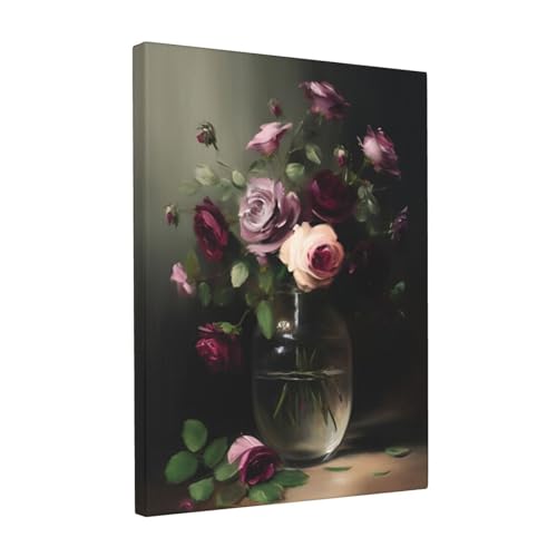 Watercolor Gothic Rose Floral Canvas Wall Art Unframed I142