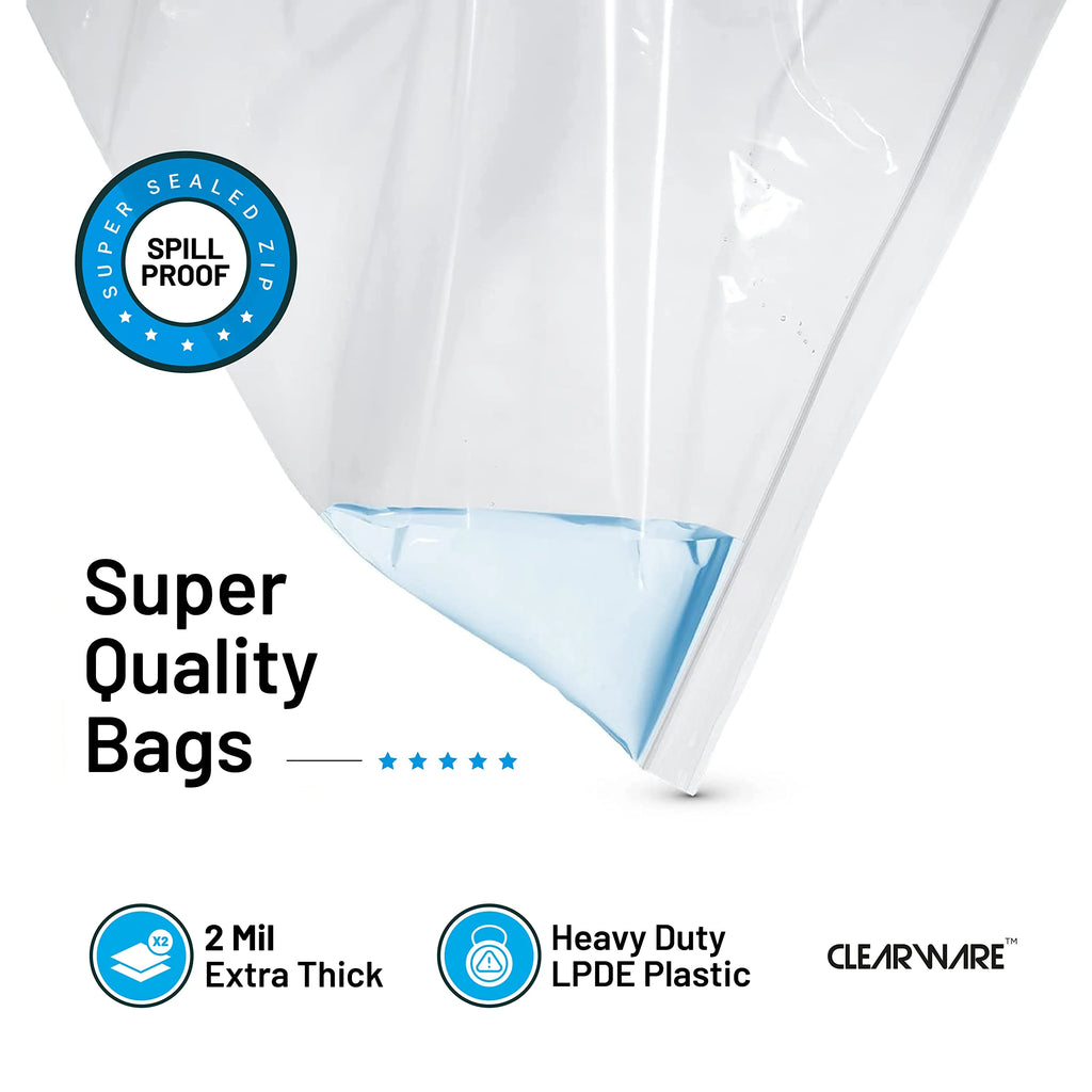Extra Large 3 Gallon Storage Bags with Zipper, 16x18 Inch Thick Plastic, Reusable Freezer Bags I70112