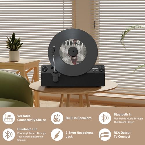 Vertical Automatic Belt Drive Vinyl Turntable with Bluetooth D109228