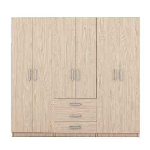 White 4 Doors Armoire Wardrobe with Mirror S190587